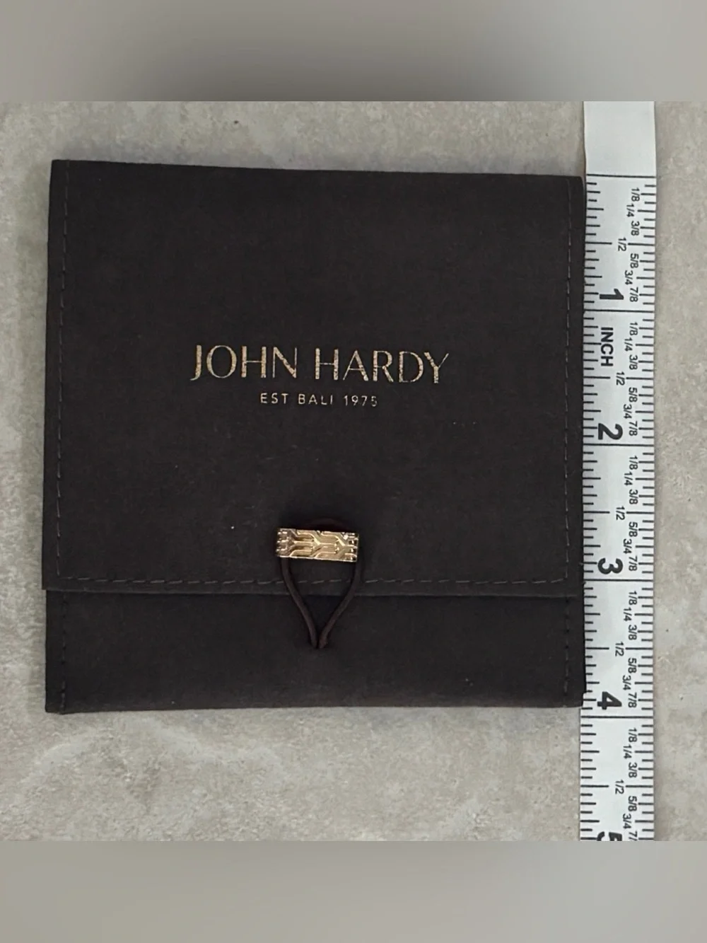 John Hardy Black Leather Jewelry Pouch with Gold Detail (4 x 4) - Picture 5 of 5